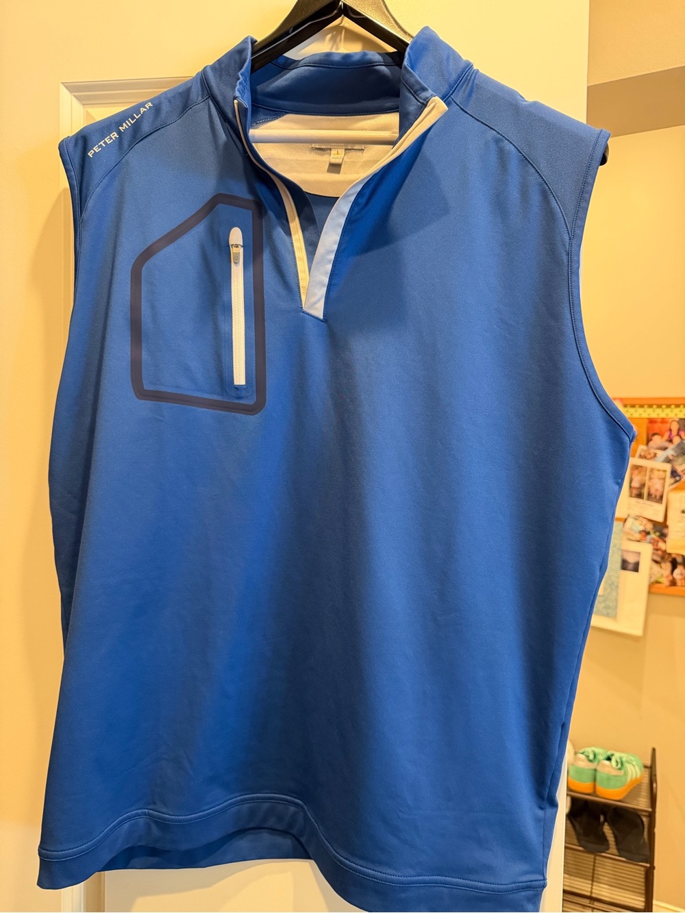 Peter Millar Crown Sport Forge Vest Men’s L Starboard Blue 1/4 Zip Golf EUC
